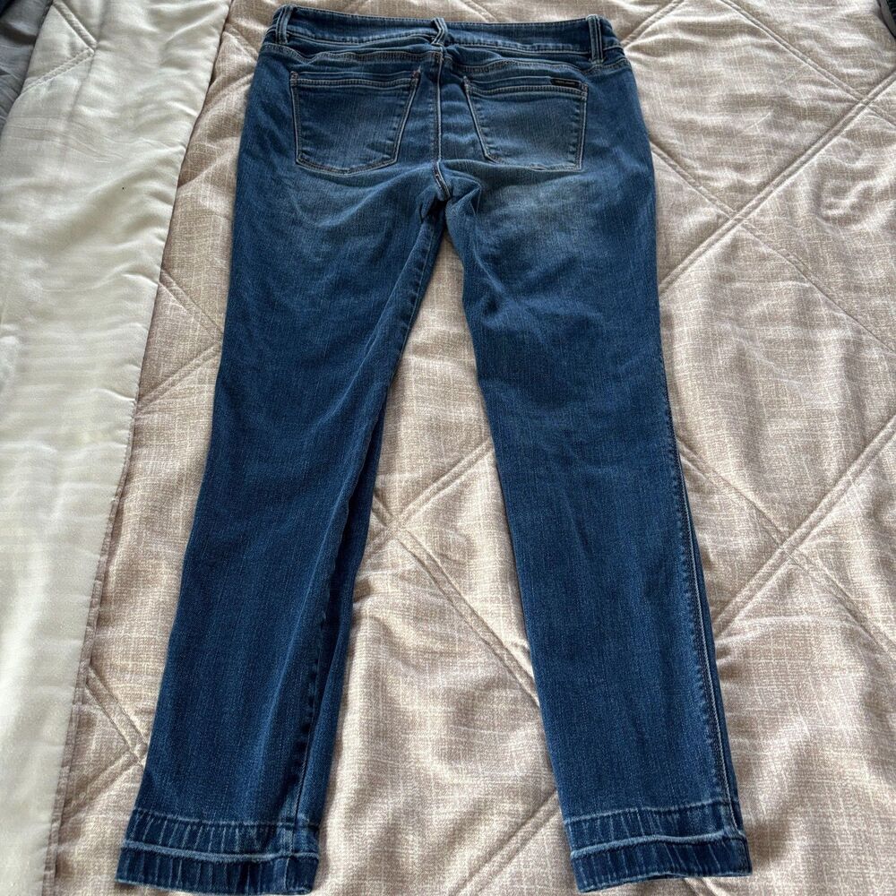 White House Black Market: Skimmer Jeans Womens 4P Petites Blue Split Hem